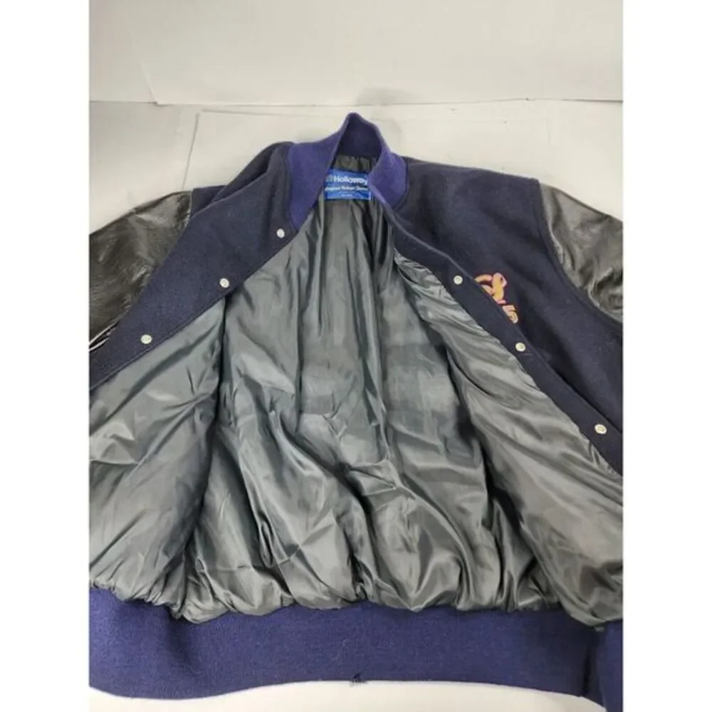 Vtg College Holloway Jacket CK& Mens XL Black Varsity Letterman‎ Wool/Leather